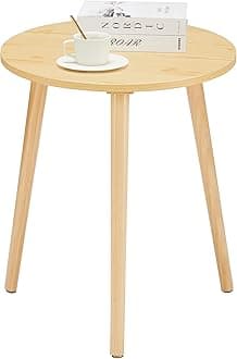 Apicizon Small Round Side Table, Modern Light Wood Side Table Bedside Nightstand End Table for Small Spaces, Bedroom, Living Room, 16.5 x 20 Inches, Natural
