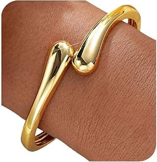 Gold Bangle Bracelets for Women Teens Trendy Chunky Adjustable Twist Cuff Bracelet Jewelry Gifts
