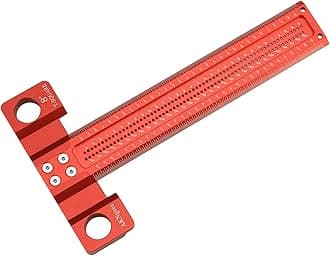 Woodworking Scriber T-Square Ruler 8in with Thoughtful Support Lips, Architect Ruler for Carpenter Work, Layout and Measuring Tools