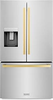 Z Line Kitchen and Bath ZLINE Autograph 36 in. Standard-Depth Refrigerator w/Polished Gold Handles (RSMZ-W-36-FG)