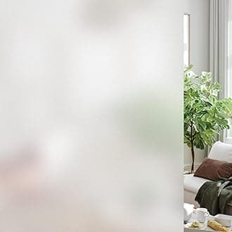 HIDBEA Frosted Window Privacy Film Heat Control UV Blocking, Static Cling Non-Adhesive Reusable Door coverings for Bathroom Home Office (Frosted 45.2 Inch x 6.5 Feet)