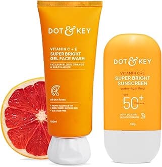 Vitamin C+E Super Bright Sunscreen Spf 50 Pa+++ - 50g & Dot & Key Vitamin C + E Super Bright Gel Face Wash | For Normal Skin | Skin Care Combo | For Women & Men