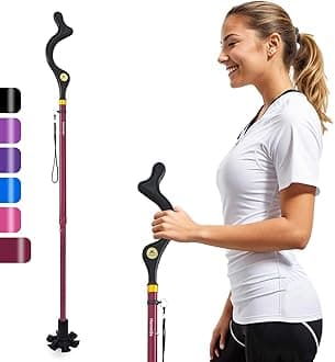 Walking Cane Foldable for Men & Women Seniors for Balance,Self Standing Folding Cane,Height Adjustable Anti-Slip Lightweight Alloy Walking Stick Collapsable for Travel Mobility Aid