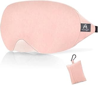 MavogelCotton Sleep Eye Mask - Breathable Light Blocking Sleep Mask, Soft Comfortable Night Eye Mask for Men Women, Eye Cover for Travel/Sleeping/Shift Work, Includes Travel Pouch (Pink)