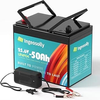 24V 50Ah LiFePO4 Lithium Battery, 8000+ Deep Cycle Lithium Iron Phosphate Rechargeable Batteries for Camper, RV, Trolling Motor, Solar Sytem, Golf Cart, Backup