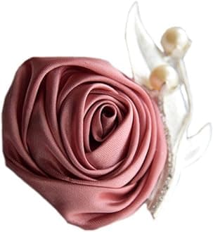 Boutonniere Bridegroom Groom Men's Boutonniere Boutineer with Pin for Wedding, Prom, Homecoming European Pink Pack of 2
