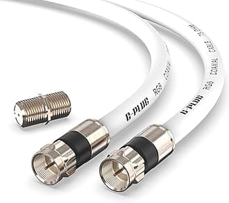 G-PLUG 1FT RG6 Coaxial Cable Connectors Set - High-Speed Internet, Broadband and Digital TV Aerial, Satellite Sky Cable Extension- Weather-Sealed Double Rubber O-Ring and Compression Connectors White