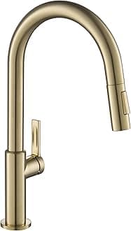 Oletto Single Handle Pull Down Kitchen Faucet in Spot Free Antique Champagne Bronze, KPF-2820SFACB