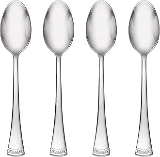 Flatware Set, Portola Teaspoons Set, Service For 4, 18/10 Stainless Steel, Mirror Finish, Dishwasher Safe, Kitchen Utensils Sets, Home And Kitchen Utensils, Spoons, Teaspoons (Silver, 4 Pieces)