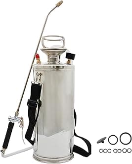 Hand Pump Sprayer Stainless Steel Sprayer for Indoor and Outdoor 2 Gallon Sprayer 20 in Wand 3.3 FT Hose
