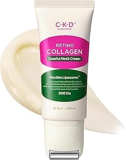 CKD Retino Collagen Gua Sha Neck Cream - Firming Cream for Neck and Jawline Tightening, Lifting, and Wrinkle Reduction with Stainless Steel Roller. Korean Skin Care,1.69 fl oz.