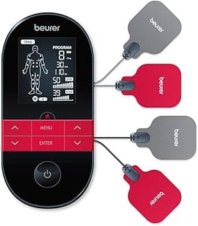 Beurer EM59 Digital 3-in-1 TENS Unit, EMS & Heat Therapy for Pain Relief & Relaxation, Muscle Stimulator with 2 Adjustable Channels, 64 Applications, Timer Function