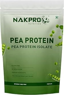 NAKPRO NUTRITION 100% Pea Protein Isolate, Chocolate - 500g | 26g Protein Per Scoop | Plant Based Protein Powder| All Essential Amino Acids for Muscle Support and Recovery