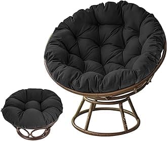 Large Round Papasan Chair Cushion, Thick Outdoor Rocking Chair Cushion, Rattan Hanging Basket Cushion, Egg Nest Replacement Pad(Black,60 * 60cm)