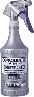 Consolidated Plastics Chemical Resistant Spraymaster Spray Bottle With Leakproof Sprayer, HDPE, Gray, 32oz., 6 Piece