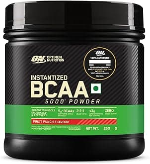 BCAA, 5g BCAAs in 2:1:1 Ratio, 30 servings, For Muscle Recovery & Endurance, Intra workout, Informed Choice certified (250gm, Fruit Punch)