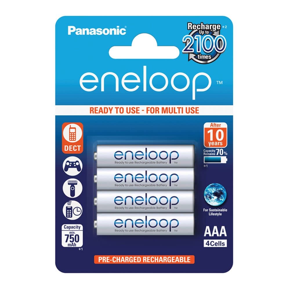Panasonic BK-4MCCE/4BE Eneloop Micro AAA 750 mAh Rechargeable Battery (Pack of 4)
