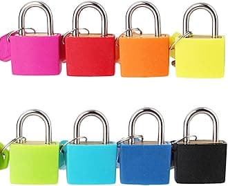 KEYRI 8 PCS Luggage Locks Suitcase Locks with Keys Small Suitcase Padlocks Mini Keyed Padlocks Coloured Travel Lock for Luggage Lock Backpack Gym Locker Laptop Bag School Outdoor Travel (8 Pieces)