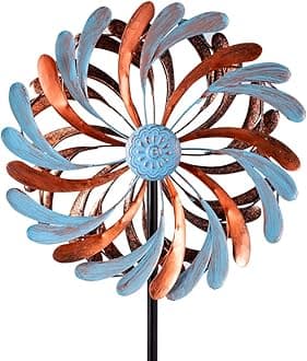 Viveta Wind Spinner for Yard and Garden, Metal Windmill Spinning Kinetic Wind Spinners for Outside Yard Patio Lawn Decor 13”D*57.5“H