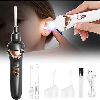 Silicone Ear Scoop Vacuum Cleaner Earwax Removal Tool Electric Wax Remover Cleaning Ears Painless Ear Cleaning Tool for Whole FaFriend gift Electric Children's Ear Scoop,Black