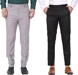 MALENO Men Formal Trouser Regular Fit Solid | Soft and Breathable Pant Combo (Pack of 2)
