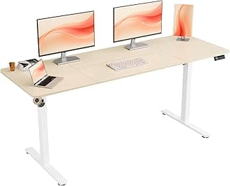 ERGOMAKER Electric Standing Desk 170x60cm Height Adjustable Desk, Sit Stand Desk with Memory Handset & Hooks, Splicing Top for Home Office (Black Frame + Gold Oak Desktop)