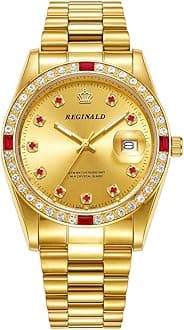 Mens Watches Hands Sapphire Full Gold Stainless Steel Quartz Dial Unisex Watch