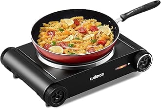 CUSIMAX Hot Plate,1500W Electric Portable Cast Iron Stove with Temperature Controls,Hot Plates for Cooking,Compatible for All Cookwares,Concealed Handle,Easy to Clean