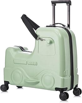 Apelila 22 Inch Ride on Suitcase for Kids, Toddler Travel Luggage with Seat, Spinner Wheels & Safety Belt, Stroller Style Carry-On with Combination Lock & Telescoping Handle for Ages 2-8