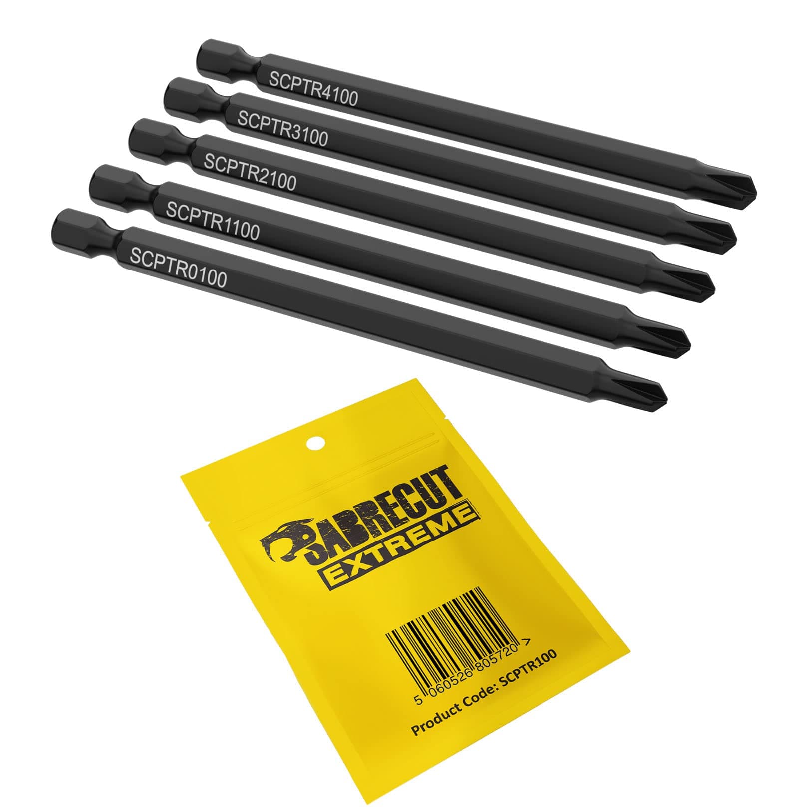 5 x SabreCut SCPTR100 Tri Wing TriWing Security Screwdriver Bits Tip Sizes 0 1 2 3 4 x 100mm (Length)