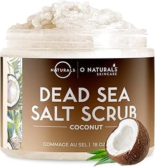O Naturals Exfoliating Scrub, Natural Dead Sea Salt Deep-Cleansing Face & Body Scrubs. Anti-Cellulite Tones Helps Oily Skin, Acne, Ingrown Hairs & Dead Skin Remover - Coconut Oil 18oz