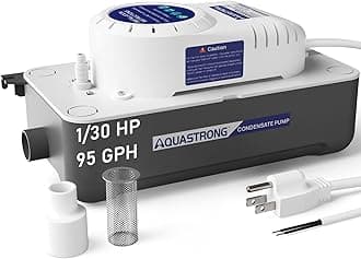 Aquastrong Automatic Condensate Pump for Hvac, 115V Condensation Pump with Safety Switch, Ac Condensate for dehumidifier, Air Conditioner, Ice Maker, 3.3' Power Cord, 1/30 HP 95 GPH