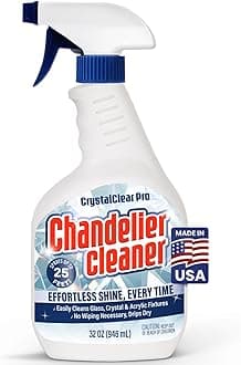 - Chandelier Cleaner Spray, 32 oz - No Wipe Drip Dry Formula - Streak-Free Shine on Crystal, Glass & Brass - Sprays Up to 25 Feet - Biodegradable, Non-Toxic - Made in USA