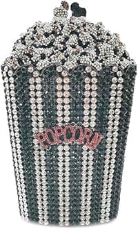 Luxury Women Popcorn Rhinestone Evening Bag Funny Crystal Handbag Novelty Diamond Clutch Purse for Evening Party Prom