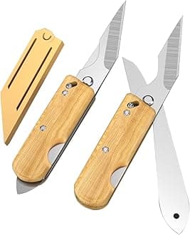 HASTHIP® Grafting Cutter Tool 3 in 1 Gardening Shears Gardening Cutter Wooden Handle Grafting Tool Rugged Steel Cleft with Sheath Multifunctional