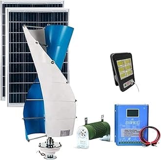3KW Wind Turbine Generator Kit 12V 24v 48v 96v 120v Free Energy Windmill Vertical Axis Wind Turbine Generator + Intelligent Controller + 2*100W Solar Panel Home Three Phase Generator Maglev(12V)