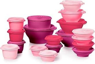 - Heritage Collection, New 36 Piece Food Storage Container Set in Vintage Pink, Dishwasher Safe and BPA Free (18 containers, 18 lids)