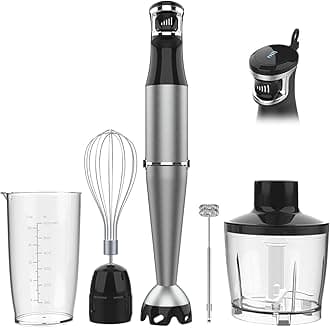 Turelar Immersion Blender Handheld Corded Hand Blenders Set 1100W, Trigger Variable Speed 5 in 1 Stick Emulsifier with Chopper, Whisk and Frother for Soup, Baby Food and Smoothies,Black