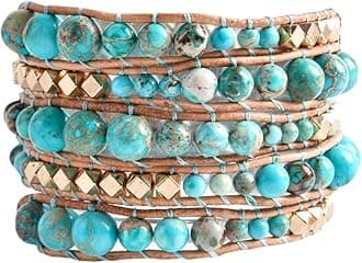 YGLINE Natural Stone Wrap Bracelet for Women Boho Bracelets Healing Crystal Beaded Bracelet Adjustable 3/5 Wraps Bracelet Handmade Birthday Gifts for Women