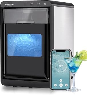 Maksone Countertop Nugget Ice Maker, 44lbs/24H,Ready in 7 Mins,Crushed ice Maker,Sonic Pebble Ice Machine
