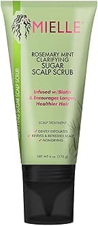 Rosemary & Mint Sugar Exfoliating Scalp Scrub - Gentle Pre-Shampoo Dry Scalp Treatment for Oil & Product Buildup - Biotin Infused Non-Drying, Moisturizing Formula (6 Fl Oz)