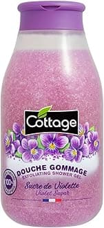 Cottage Natural Spa Exfoliating Body Shower Gel - Sweet Violet, 270ml|100% Natural Grains|Paraben-Free, pH-Balanced, Dermatologically Tested|Gentle Exfoliating Body Wash for Extra Smooth & Soft Skin