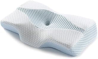 Mkicesky Neck Support Memory Foam Cervical Pillow, Side Sleeper Contour Pillow Relief Neck & Shoulder Pain for Side/Back/Stomach Sleeper, Orthopedic Bed Pillow - Lady Size