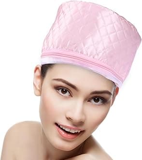 Heat Cap Hair Deep Conditioning - Heating Thermal Steamer Cap Electric Hot Treatment Cap for Natural Black Afro Hair Heated Hair Care Spa Hat for Home Use with 2 Mode Temperature Control - Pink