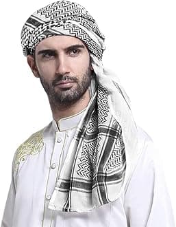 AL Rayie Arab Men Ghutra Shemagh Headscarf Muslim Headcover Shawl Keffiyeh Arabic Scarf Kaffiyeh Breathable Headwear 140X140 CM