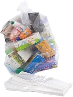 Clear Recycling Bin Bags (Pack of 30) - 64 Gauge Bin Liners, Clear Plastic Bags for 40L-90L Bins, Ideal for Recycling and Waste - Large Refuse Sacks 18” x 29” x 39”