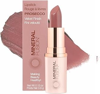 Mineral Fusion Lipstick, Vivid & Smudge-Free Lip Color with Avocado Oil, Cocoa Seed Butter & More, Long-Lasting Vegan Lipstick, FD&C Dye-Free, Cruelty-Free, Paraben-Free, Gluten Free, Prosecco
