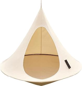 Vivere All Weather Polyester and Cotton Double Hammock Cacoon, Natural White