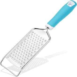 Rainspire Professional Cheese Graters for Kitchen Stainless Steel Handheld, Metal Lemon Zester Grater With Handle For Cheese, Chocolate, Spices, Kitchen Gadgets Tools, Soft Grip Handle (Blue)