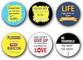 Quotes Badges with pin for Bags Button Badges -(1.5X1.5) Set of 6